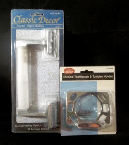 Classic Decor Wall Mount Chrome Toilet Paper Holder & Toothbrush/Tumbler Holder - Picture 1 of 18