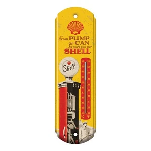 Termómetro de metal a gas Shell estilo vintage bomba acabado envejecido letrero de estaño - Imagen 1 de 3