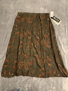 Sag Harbor Women’s Skirt Elastic Zipper Waist Dark Paisley Print XL - Picture 1 of 8