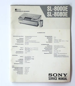 Original SONY SL-8000E/SL-8080E Videorekorder Service Manual/Service Anleitung - Bild 1 von 1