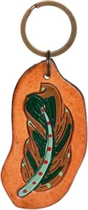American Darling Hand-Tooled Carved Genuine Leather Keyring -ADKR198 - Picture 1 of 2