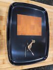 Mid-Century Couroc Road Runner Cheese Board Tray Black with Wood MCM