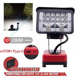 Upgraded LED Work Light For OZITO 18V Battery Portable LED Flood Lights w/USB - Picture 1 of 12