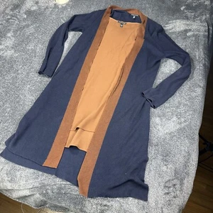 Eileen Fisher lange Strickjacke mit Seiden-Camisole Damen XS Kontrastbesatz vorne offen - Bild 1 von 21