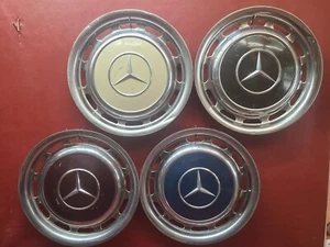 1965-1985 Mercedes Benz Hubcap 14" Rim Wheel Cover Vintage Antique ALL CLIPS Set - Picture 1 of 14