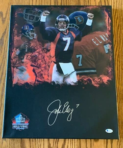 JOHN ELWAY SIGNED Denver Broncos 16x20 NFL Hall Of Fame Canvas Beckett COA B - Picture 1 of 6