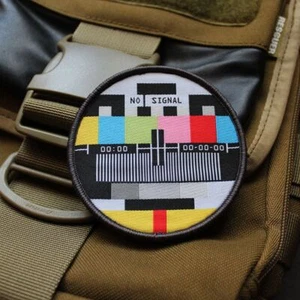 Kein Signal Testmuster Retro TV Gestickt Taktisch Klettverschluss Aufnäher - Bild 1 von 8