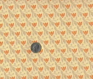 Westminster JOEL DEWBERRY *ROSE* Stylized ORANGE FLORAL on Yellow Fabric - Picture 1 of 1