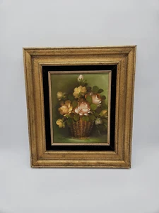 1970S Original Signed M Redon Floral Rose Still Life Framed Oil Painting 14 x 16 - Picture 1 of 5