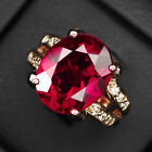 Red Rose Rubellite Tourmaline Rare 10.90ct 925 Sterling Silver Rose Gold Rings