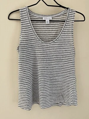 Nordstrom Signature Gray/White Striped Sleeveless Shirt Sz S - Image 1 of 3