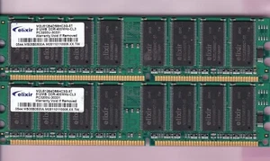 1GB 2x512MB PC3200 ELIXIR DDR-400 RAM SPEICHER KIT M2U51264DS8HC3G-5T DDR1 CL3 - Bild 1 von 4