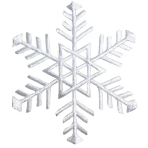 White Snowflake Applique Patch - Snow, Winter Badge 3.25" (Iron on) - Picture 1 of 1
