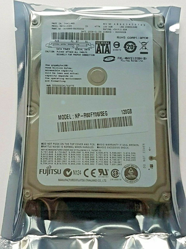120 GB SATA Fujitsu MHY2120BH 5400rpm 8MB HDD 2.5 " Hard Drive New - Image 1 of 1