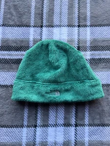 The North Face Youth Junior Girls Beanie Bright Green Fleece Small Deep Pile Hat - Picture 1 of 5