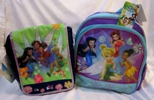 TINKERBELL PURPLE 12" BACKPACK&TINKERBELL WITH FAIRIES 9.5" INSULATED LUNCH BAG  - Picture 1 of 4