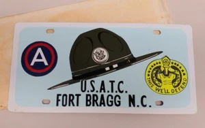 Vintage 1960s US Army Fort Bragg License Car Tag - SOLID STEEL!! - Picture 1 of 3