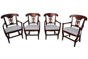 Baker Furniture Milling Road Napoleon Distressed Captain Chairs - Set of 4 - Picture 1 of 13