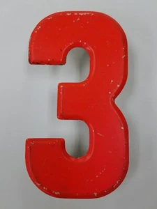 7.5" Commander Board Number 3 Sign Board Metal Orange Rustic Beveled Edge Patina - Picture 1 of 4