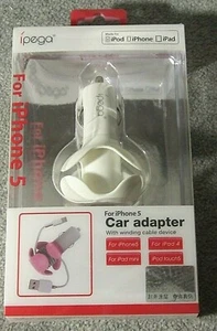 ipega PG-i5021 Chargeur Voiture avec Câble de Remontage Appareil pour iPhone 5 - BLANC - Photo 1 sur 2