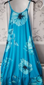 Damen Maxikleid hellblau mit Blumenmuster ärmellos Gr. XXL neu mit Etikett 20-22 - Bild 1 von 6