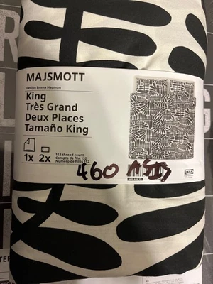 IKEA MAJSMOTT king Duvet cover  pillowcases off white black new 605.649.73 - Image 1 of 2