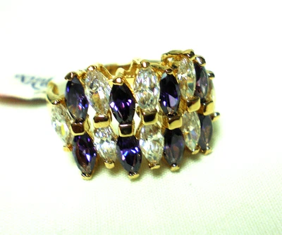 Beautiful Amethyst & Clear Marquis CZ Ladies Fashion Band Ring-Sz 8- G.P. (902n) - Image 1 of 4