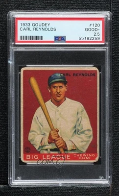 1933 Goudey Big League Chewing Gum R319 Carl Reynolds #120 PSA 2.5 Rookie RC - Image 1 of 2