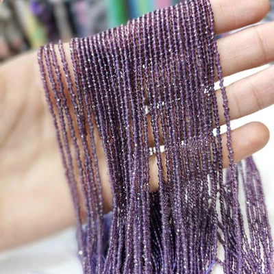Collar de cuentas redondas facetadas de amatista de 2 mm, amatista púrpura facetada Foto 1 de 2