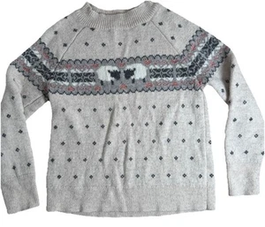 J Crew Crewcuts Girls' Fair Isle sweater Beige Sheep Girls Small 6-7 - Picture 1 of 7