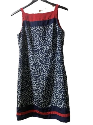 Worthington Red And Blue Women's Sleeveless Fully Lined Silk Dress Size 6p - Image 1 of 4