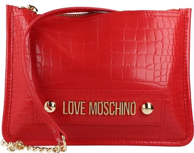 Precioso Impresionante Bolso de Hombro Rojo Love Moschino JC4433PP0FKS0500 Piel de Cocodrilo Foto 1 de 4