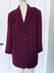 Vintage Damen 90er Eddie Bauer Wolle Rot Blazer Jacke Mantel Größe Medium Academia - Bild 1 von 10
