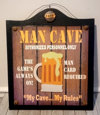 “My Cave... My Rules” Man Cave Wood Sign Wall Decor Decoration 15” X 18” - Image 1 of 4