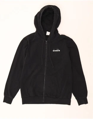 Suéter com capuz DIADORA masculino com zíper médio preto algodão TA01 - Imagem 1 de 3