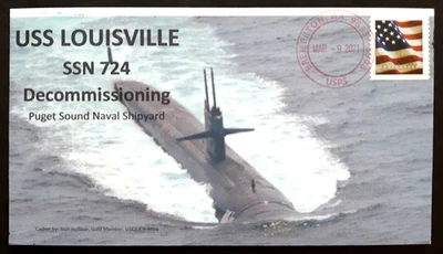 #5 of 5 Artist Signed US Naval Cover ~ USS LOUISVILLE 2021 Submarine Decommiss. - Image 1 of 4
