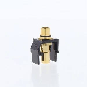 Single Leviton Almond Quickport Stereo RCA Jack Gold Black Stripe 40830-BAE - Picture 1 of 8