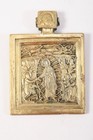 C66P10- Kleine Bronze Reiseikone Auferstehung Christi Russland 19.Jh