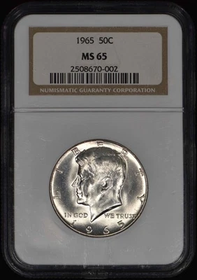 1965 Kennedy Half Dollar 50c NGC MS65 - No RESERVE Auction! - Image 1 of 2
