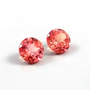 Lote de 2 piezas de piedras preciosas sueltas redondas de zafiro Padparadscha de Ceilán certificado natural de 7 quilates - Imagen 1 de 5