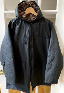 Misty Harbor Original Leopard Lined Full Zip Rain Coat Jacket | Black | Women M - Picture 1 of 3