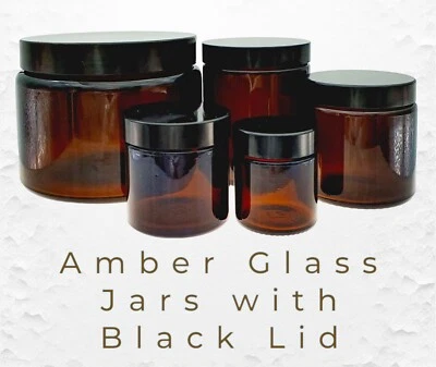 AVALON COSMETIC PACKAGING Amber Glass Jar Black Airtight Lid Heat Resistant Candlemaking DIY Beauty Gifts