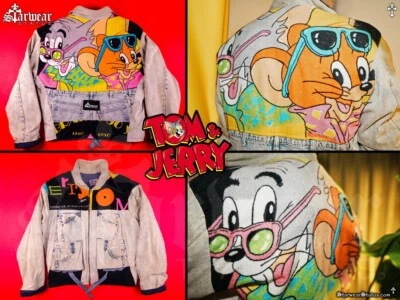 🔥¡RARO!!️ Chaqueta de mezclilla vintage Levi’s Tom & Jerry lavado ácido para hombre L/XL unisex años 90 Foto 1 de 4