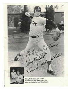 Vintage 1970's Sonny Siebert Boston Red Sox Fenway Motor Hotels 8x10 Photo - Picture 1 of 1