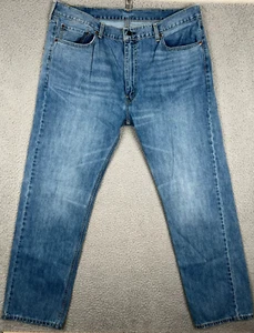 Levis Jeans Men 40x32 (fits 38x33) Blue 505 Straight Distressed Denim Whiskers - Picture 1 of 14