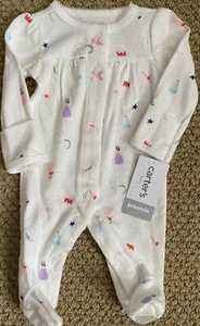 Carter's Pajamas Preemie Princess Footed NWT Cotton Girl's Sleepwear FREE - Picture 1 of 1