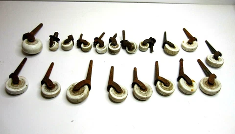 Vintage Antique White Porcelain Caster Wheel Lot Furniture Architectural Salvage Cover
