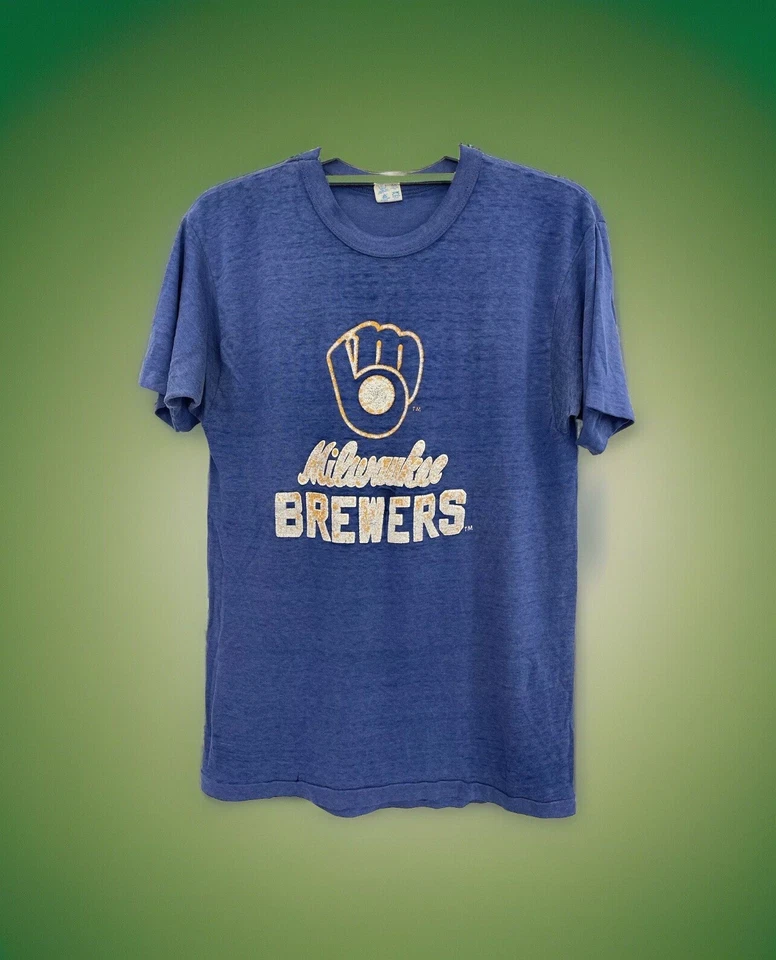 Camiseta De Colección Milwaukee Brewers Talla Grande Hecha en EE. UU. MLB 80s Colores Raros Foto 1 de 4