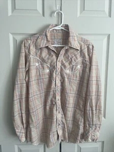 Vtg H Bar C California Ranchwear Western Pearl Snap Shirt Cowboy Rodeo Tan - Picture 1 of 8