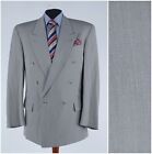 Mens Double Breasted Sport Coat 44R US Size NEW FAST Grey Wool Blazer Jacket